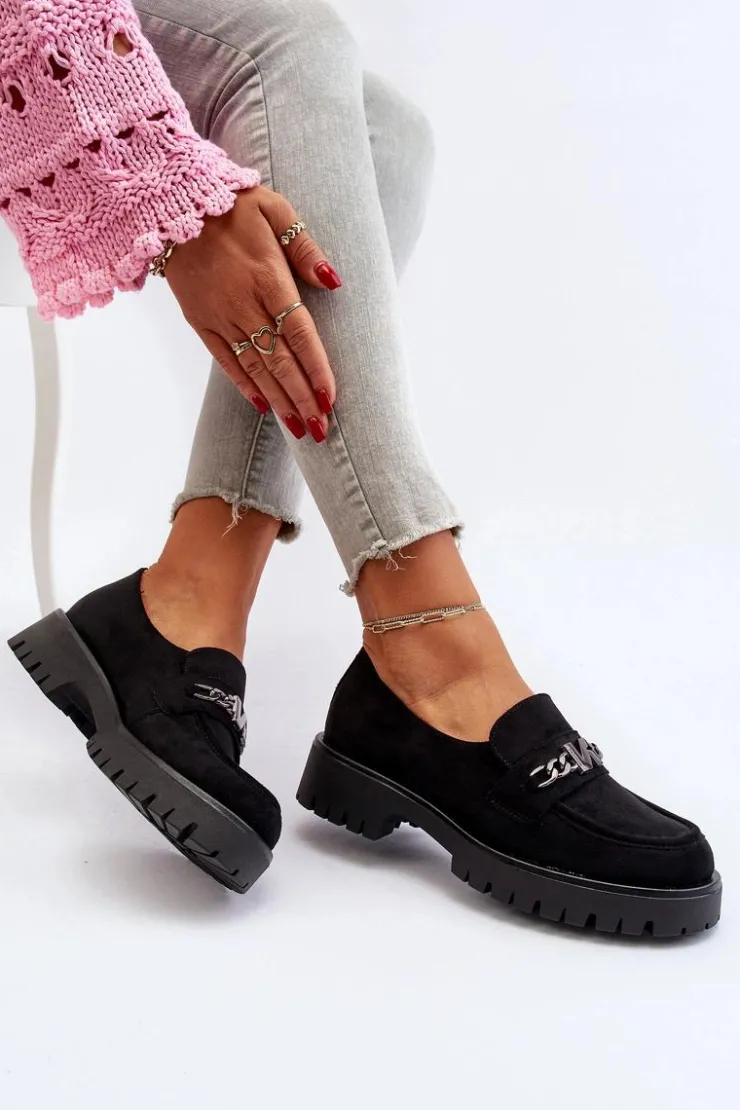 Damskie Buty damskie Vinceza Zamszowe Mokasyny Damskie Z Ozdobą Czarne Loraleima