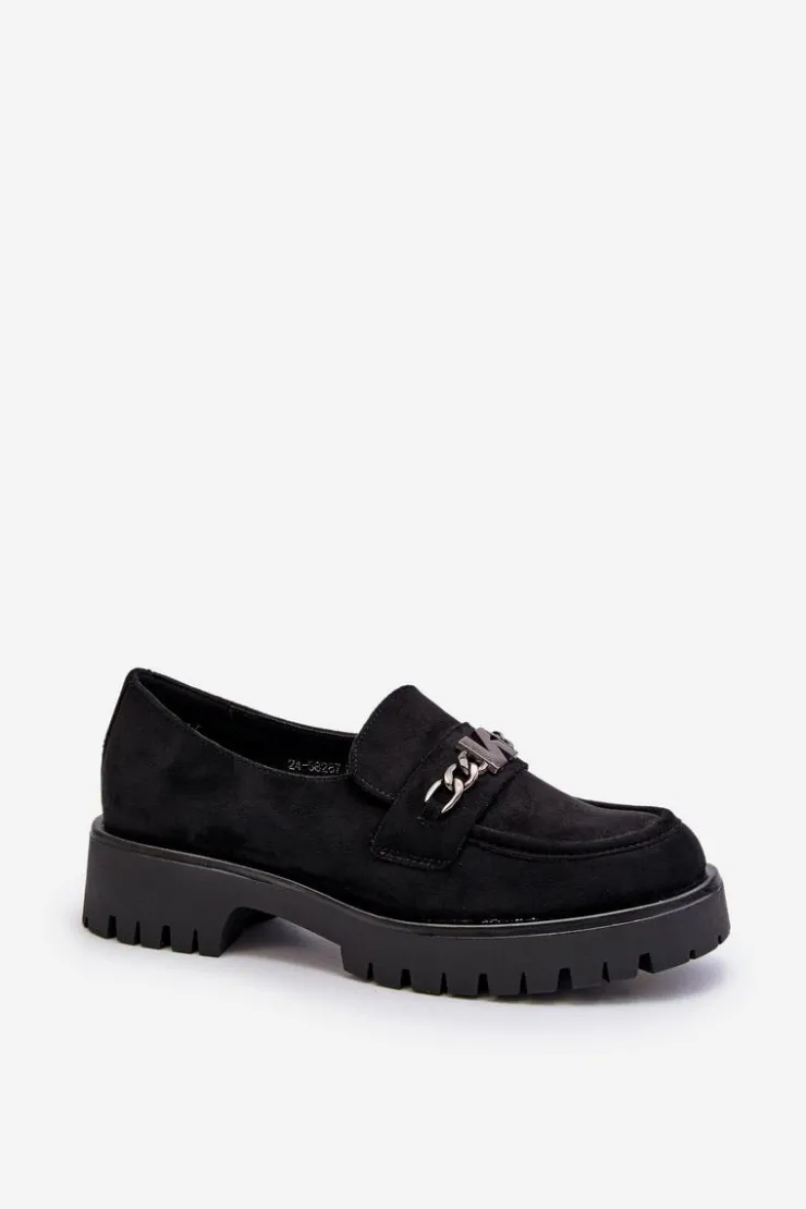 Damskie Buty damskie Vinceza Zamszowe Mokasyny Damskie Z Ozdobą Czarne Loraleima