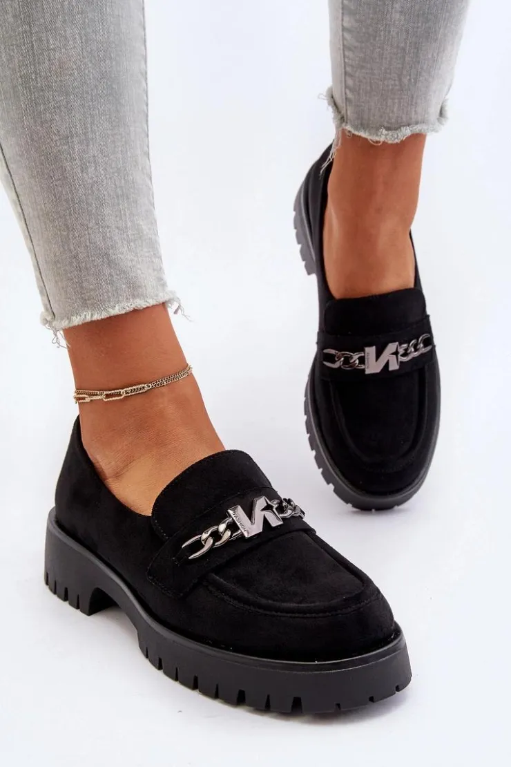 Damskie Buty damskie Vinceza Zamszowe Mokasyny Damskie Z Ozdobą Czarne Loraleima