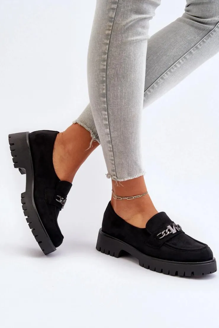 Damskie Buty damskie Vinceza Zamszowe Mokasyny Damskie Z Ozdobą Czarne Loraleima