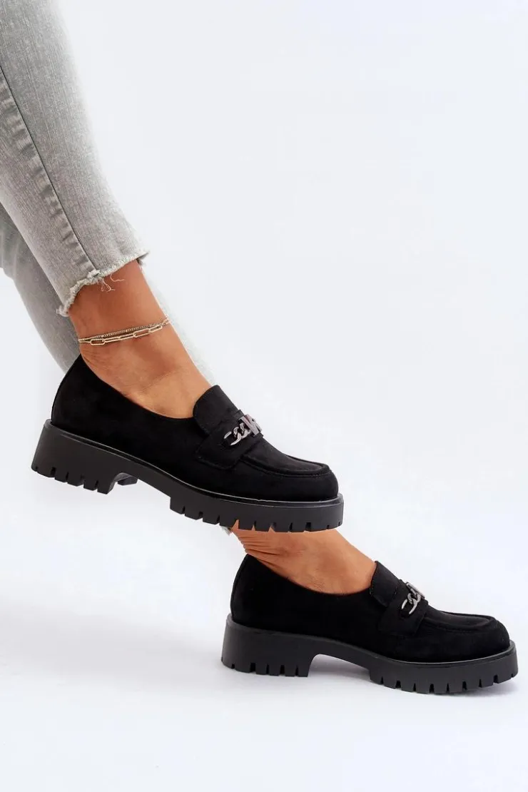 Damskie Buty damskie Vinceza Zamszowe Mokasyny Damskie Z Ozdobą Czarne Loraleima