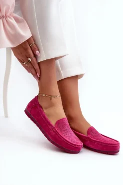 Damskie Damskie buty S.Barski Zamszowe Mokasyny Damskie Fuksja S.Barski LR755