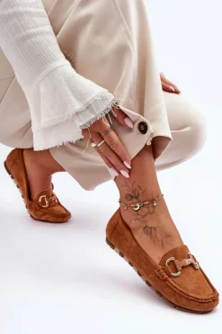 Boto Loafersy Damskie|Mokasyny Damskie Zamszowe*Zamszowe Mokasyny Damskie Z Ozdobą Brązowe Dionira