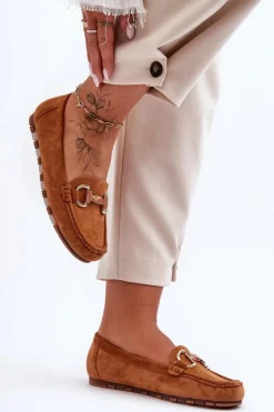 Boto Loafersy Damskie|Mokasyny Damskie Zamszowe*Zamszowe Mokasyny Damskie Z Ozdobą Brązowe Dionira