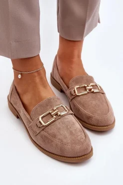Boto Loafersy Damskie|Mokasyny Damskie Zamszowe*Zamszowe Mokasyny Damskie Na Płaskim Obcasie Ciemnobeżowe Misal