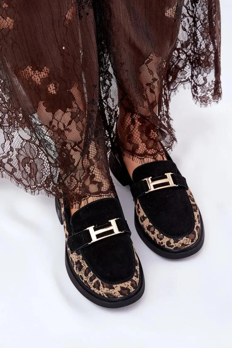 Damskie Buty damskie Vinceza Zamszowe Mokasyny Damskie Panterka Vinceza 66791 Czarne