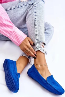 Online Evento Zamszowe Mokasyny Damskie e Morreno Niebieski