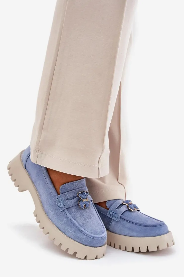 Sale Buty damskie Vinceza Zamszowe Mokasyny Damskie Z Przypinką Miś Vinceza 79533 e Niebieski