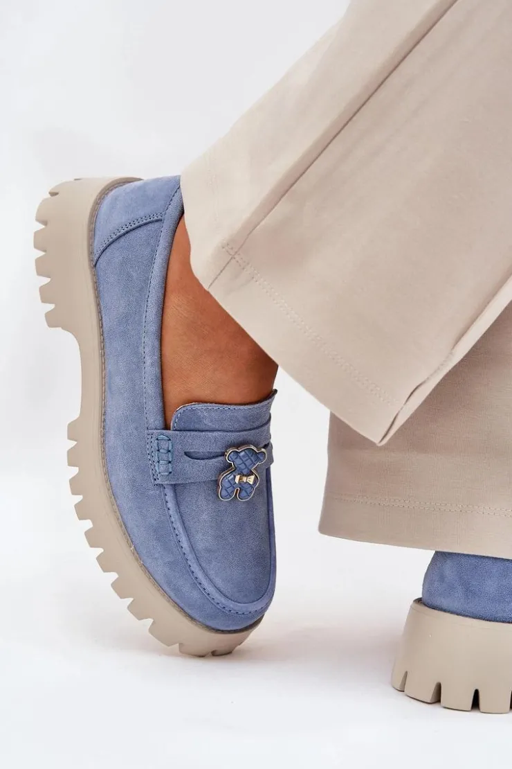 Sale Buty damskie Vinceza Zamszowe Mokasyny Damskie Z Przypinką Miś Vinceza 79533 e Niebieski