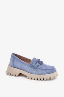 Sale Buty damskie Vinceza Zamszowe Mokasyny Damskie Z Przypinką Miś Vinceza 79533 e Niebieski