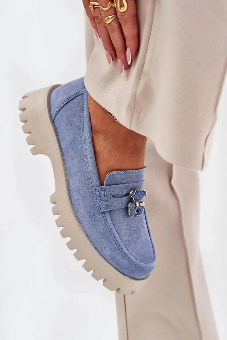 Sale Buty damskie Vinceza Zamszowe Mokasyny Damskie Z Przypinką Miś Vinceza 79533 e Niebieski