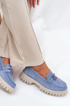 Sale Buty damskie Vinceza Zamszowe Mokasyny Damskie Z Przypinką Miś Vinceza 79533 e Niebieski