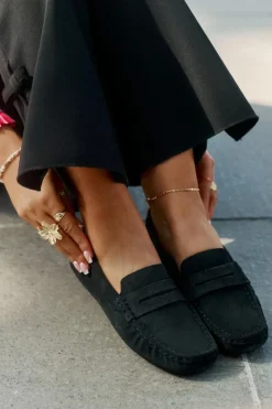 Outlet Big Star Shoes Zamszowe Mokasyny Damskie Big Star RR274948 Czarne Czarny