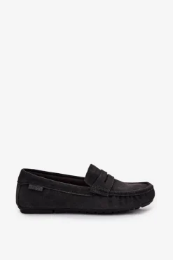 Outlet Big Star Shoes Zamszowe Mokasyny Damskie Big Star RR274948 Czarne Czarny