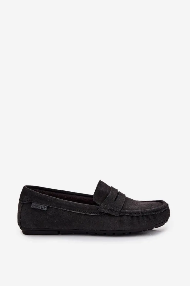 Outlet Big Star Shoes Zamszowe Mokasyny Damskie Big Star RR274948 Czarne Czarny