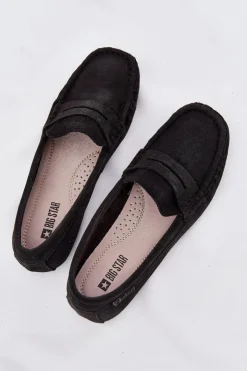 Outlet Big Star Shoes Zamszowe Mokasyny Damskie Big Star RR274948 Czarne Czarny