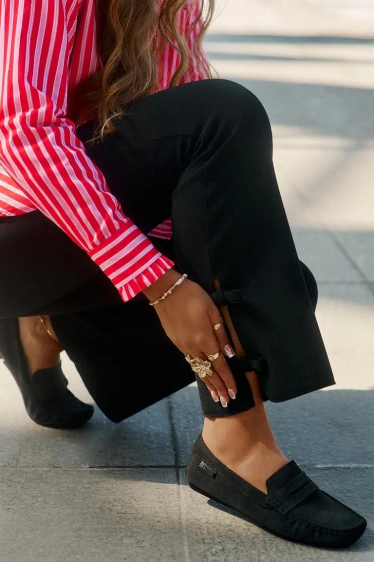 Outlet Big Star Shoes Zamszowe Mokasyny Damskie Big Star RR274948 Czarne Czarny