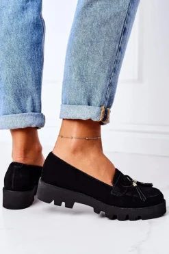 Hot Boto Zamszowe Mokasyny Lewski Shoes 3053 Czarne