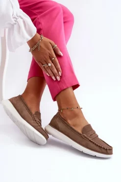 Buty Sergio Leone Zamszowe Mokasyny Na Platformie Sergio Leone SP012 Brązowe Brązowy