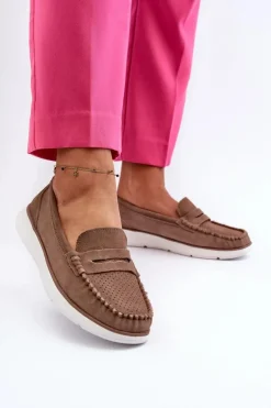 Buty Sergio Leone Zamszowe Mokasyny Na Platformie Sergio Leone SP012 Brązowe Brązowy