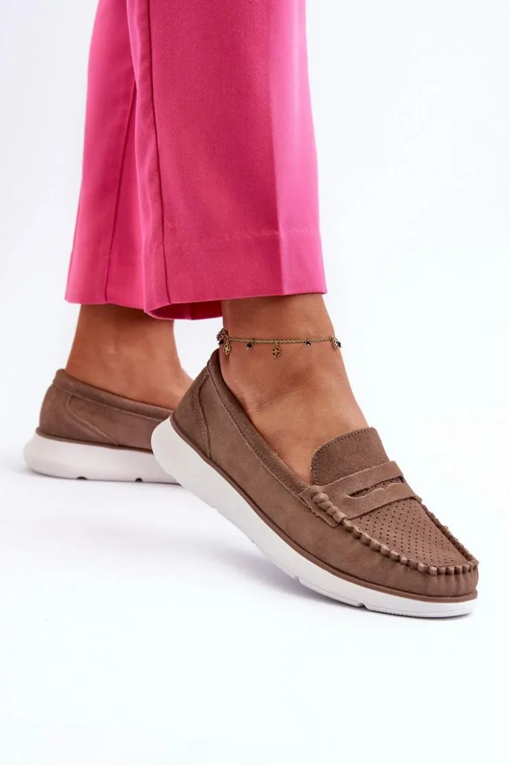 Buty Sergio Leone Zamszowe Mokasyny Na Platformie Sergio Leone SP012 Brązowe Brązowy