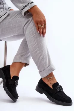 Boto Mokasyny Na Platformie|Mokasyny Damskie Zamszowe*Zamszowe Mokasyny Na Platformie Czarne Jarren