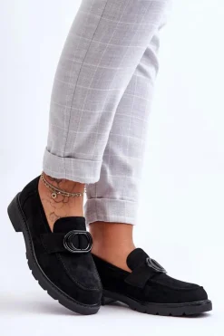 Boto Mokasyny Na Platformie|Mokasyny Damskie Zamszowe*Zamszowe Mokasyny Na Platformie Czarne Jarren