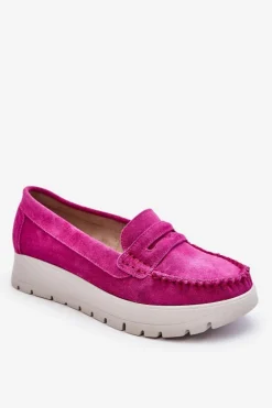 Boto Mokasyny Na Platformie|Mokasyny Damskie Zamszowe*Zamszowe Mokasyny Na Platformie Fuksja Lemar Milana