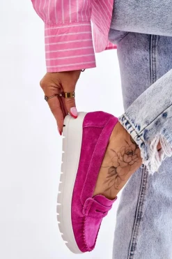 Boto Mokasyny Na Platformie|Mokasyny Damskie Zamszowe*Zamszowe Mokasyny Na Platformie Fuksja Lemar Milana