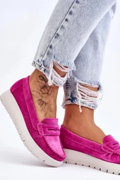 Boto Mokasyny Na Platformie|Mokasyny Damskie Zamszowe*Zamszowe Mokasyny Na Platformie Fuksja Lemar Milana