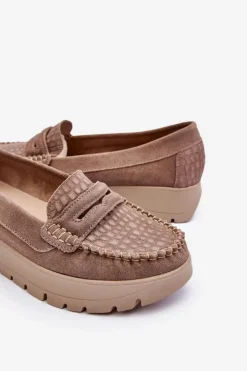 Discount Boto Zamszowe Mokasyny Na Platformie Ciemnobeżowe Lemar Milana