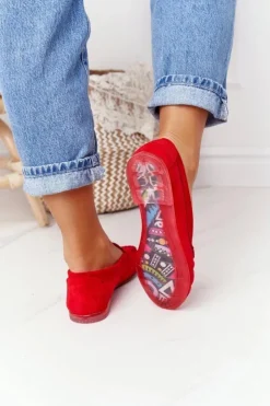 Damskie Buty Sergio Leone Zamszowe Mokasyny Sergio Leone MK722 Czerwone