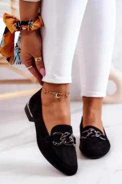 Damskie Buty Sergio Leone Zamszowe Mokasyny Sergio Leone MK739 Czarne