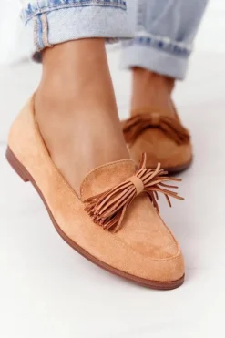 Online Evento Zamszowe Mokasyny Z Frędzlami Camel Alicante