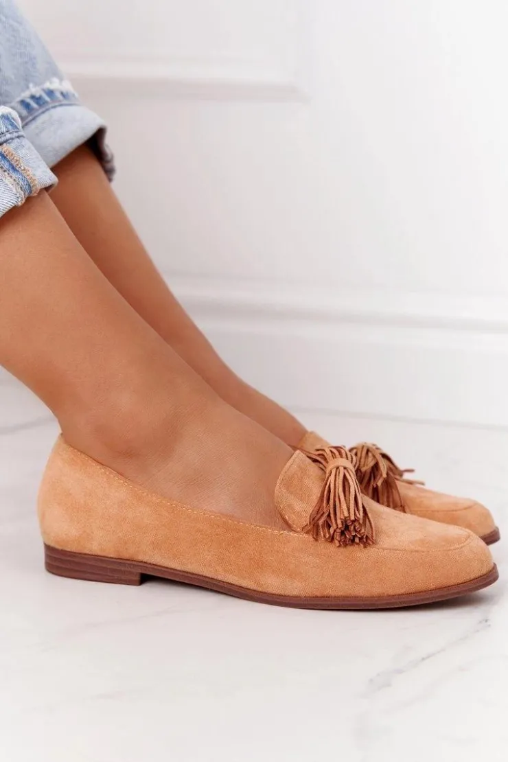 Online Evento Zamszowe Mokasyny Z Frędzlami Camel Alicante