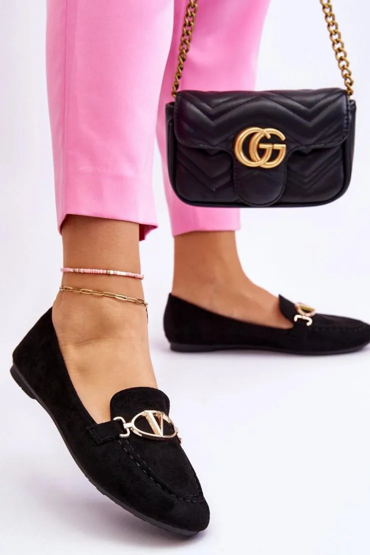 Online Buty damskie Vinceza Zamszowe Mokasyny Z Ozdobnym Elementem Czarne Reed