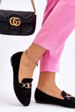 Online Buty damskie Vinceza Zamszowe Mokasyny Z Ozdobnym Elementem Czarne Reed