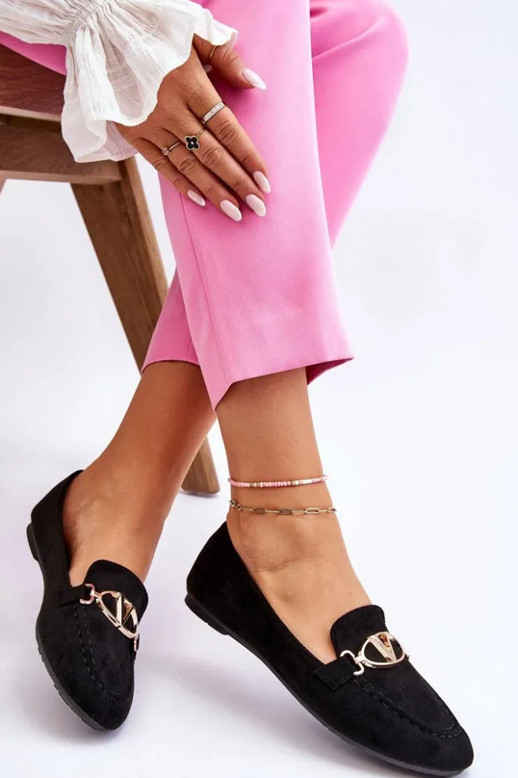 Online Buty damskie Vinceza Zamszowe Mokasyny Z Ozdobnym Elementem Czarne Reed