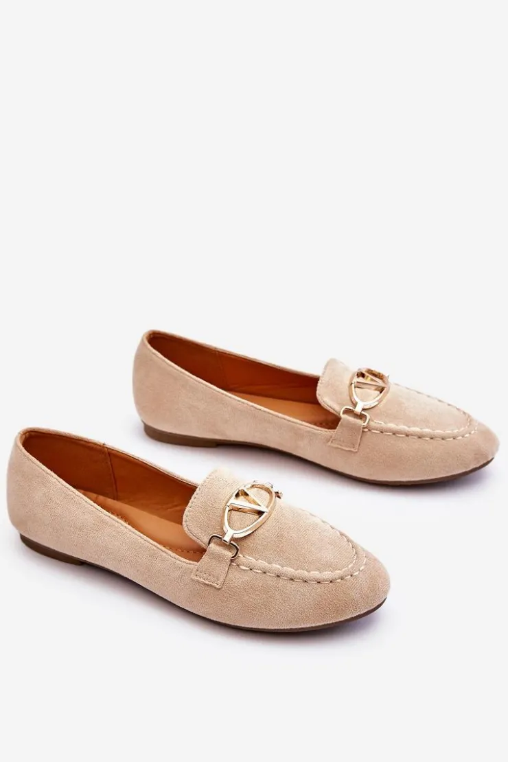Damskie Buty damskie Vinceza Zamszowe Mokasyny Z Ozdobnym Elementem Beżowe Reed