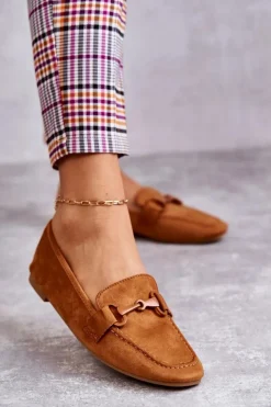 Sale Boto Zamszowe Mokasyny Z Ozdobą Camel Santi