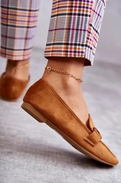 Sale Boto Zamszowe Mokasyny Z Ozdobą Camel Santi