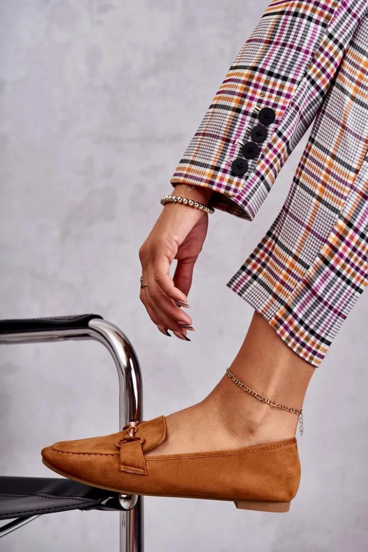 Sale Boto Zamszowe Mokasyny Z Ozdobą Camel Santi