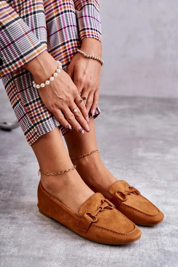 Sale Boto Zamszowe Mokasyny Z Ozdobą Camel Santi