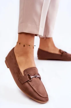 Boto Loafersy Damskie|Mokasyny Płaskie*Zamszowe Mokasyny Z Ozdobą Brązowe Santi Brązowy