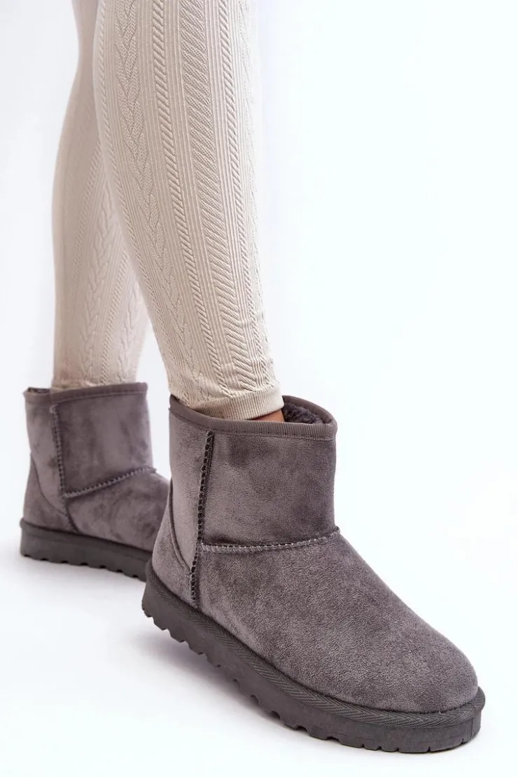 Damskie Boto Zamszowe Śniegowce Damskie Ocieplane Szare Nanga