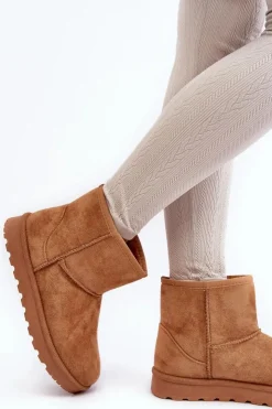 Boto Śniegowce Damskie*Zamszowe Śniegowce Damskie Ocieplane Camel Nanga