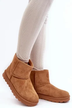 Boto Śniegowce Damskie*Zamszowe Śniegowce Damskie Ocieplane Camel Nanga