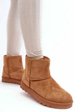 Boto Śniegowce Damskie*Zamszowe Śniegowce Damskie Ocieplane Camel Nanga