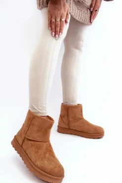 Boto Śniegowce Damskie*Zamszowe Śniegowce Damskie Ocieplane Camel Nanga