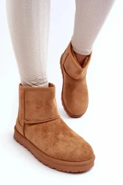 Boto Śniegowce Damskie*Zamszowe Śniegowce Damskie Ocieplane Camel Nanga